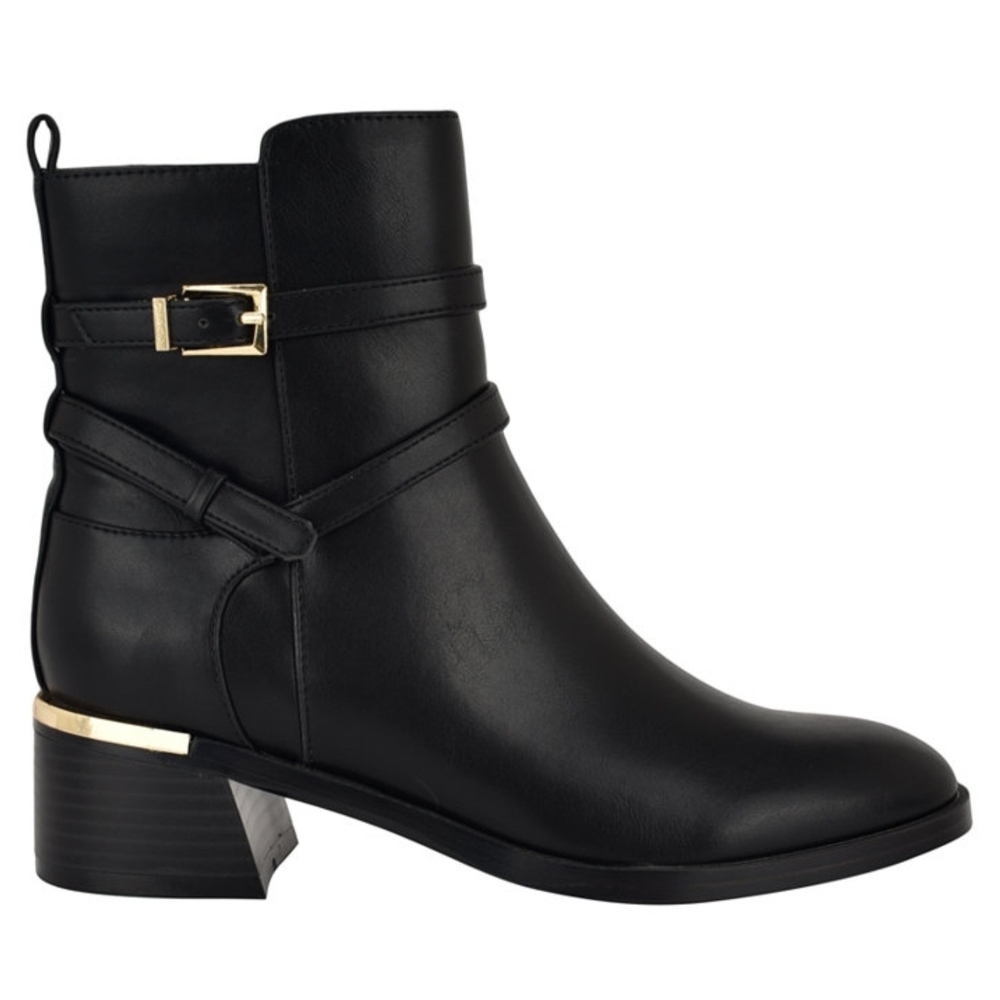 Calvin Klein Jasen Black Buckle Strap Booties Sz 7 NIB